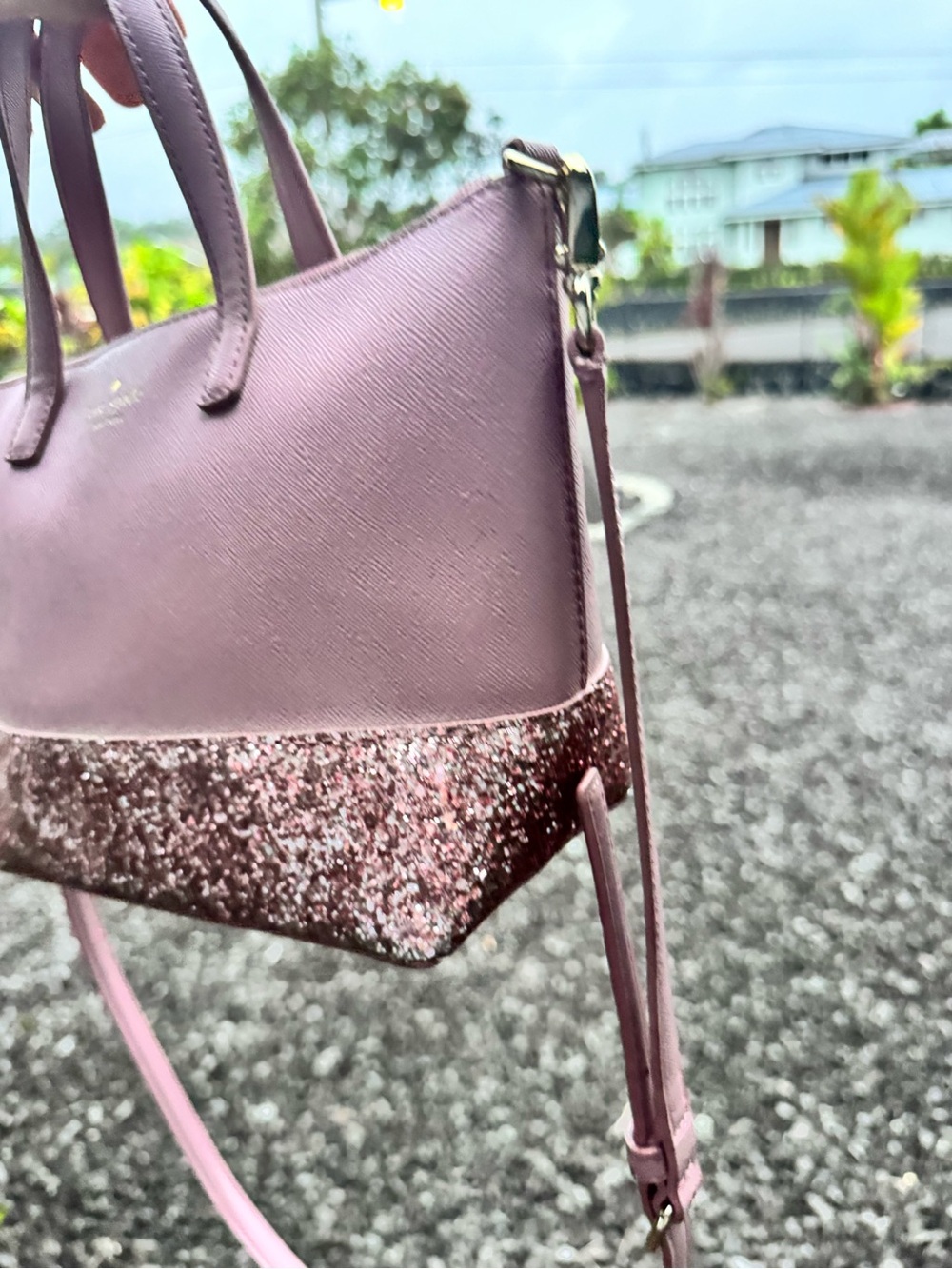 Kate Spade New York Pink Glitter Crossbody Satchel Small Tote Bag - Picture 4 of 12